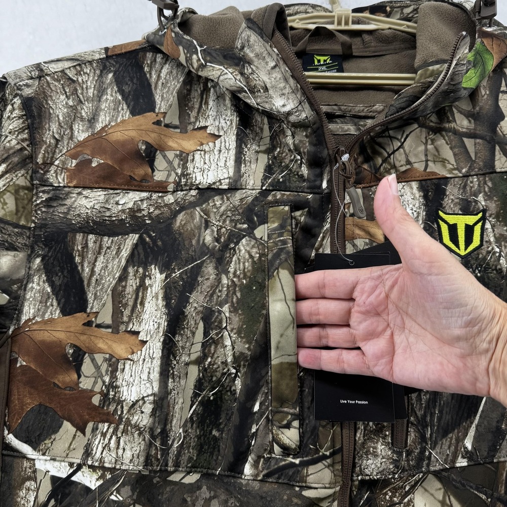 TideWe Jacket Mens 2XL Brown Camo INSULATED Softshell Hooded Waterproof Hunting - Picture 8 of 14